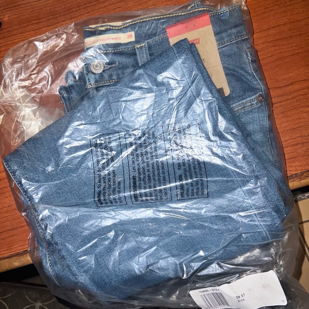 Levi's Straight Premium Women's Ribcage Ankle Blue Jeans Size 28